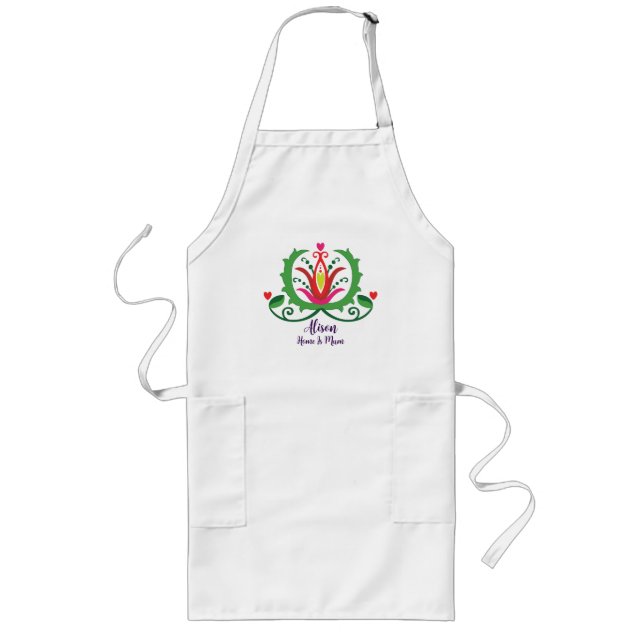 Hungarian Matyo Heart digital design Long Apron (Front)