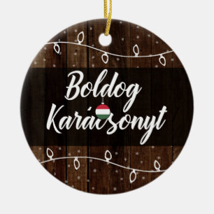 Hungarian Merry Christmas Boldog Karácsonyt Ceramic Tree Decoration