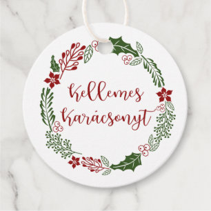 Hungarian Merry Christmas, Custom Favour Tags