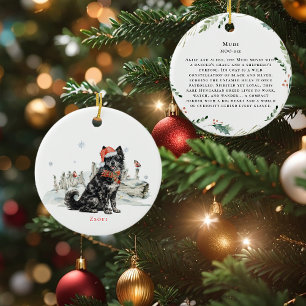 Hungarian Mudi Dog Watercolor Monogram Ceramic Tree Decoration