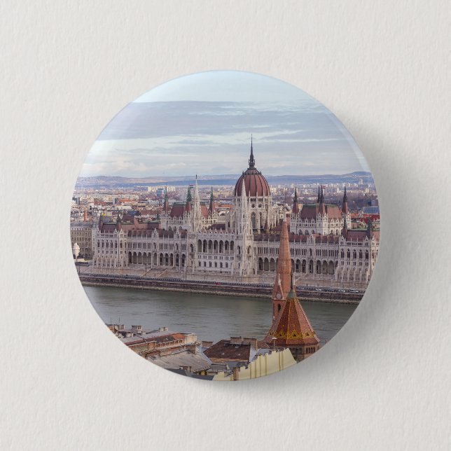 Hungarian Parliament Budapest by day 6 Cm Round Badge (Front)