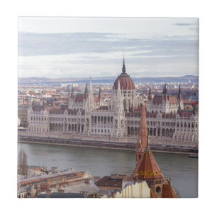 Hungarian Parliament Budapest by day Tile