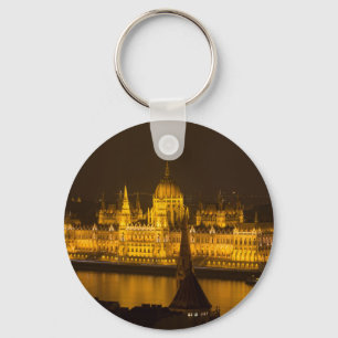 Hungarian Parliament Budapest by night Key Ring