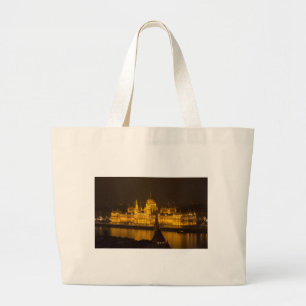 Hungarian Parliament Budapest by night Large Tote Bag