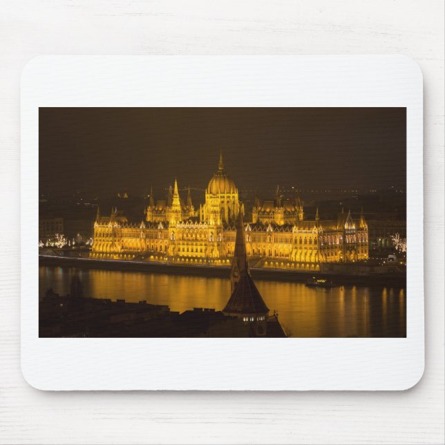 Hungarian Parliament Budapest by night Mouse Mat (Front)