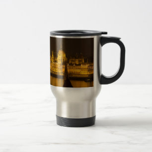 Hungarian Parliament Budapest by night Travel Mug