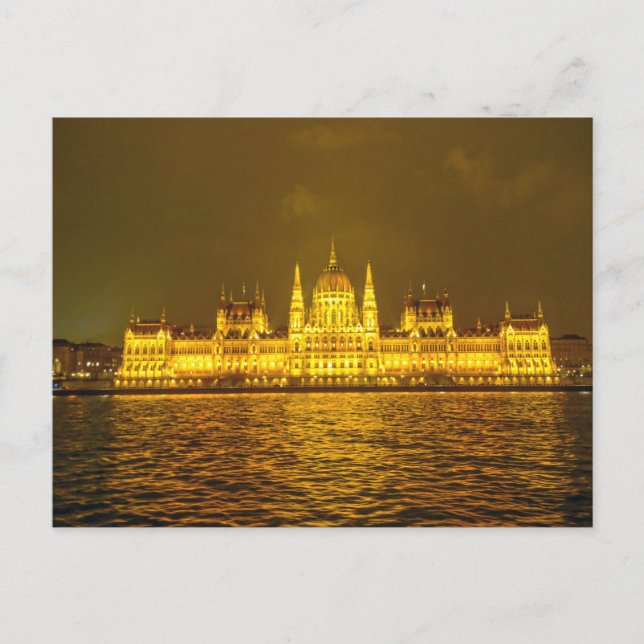 Hungarian Parliament, Budapest, Hungary at Night Postcard (Front)
