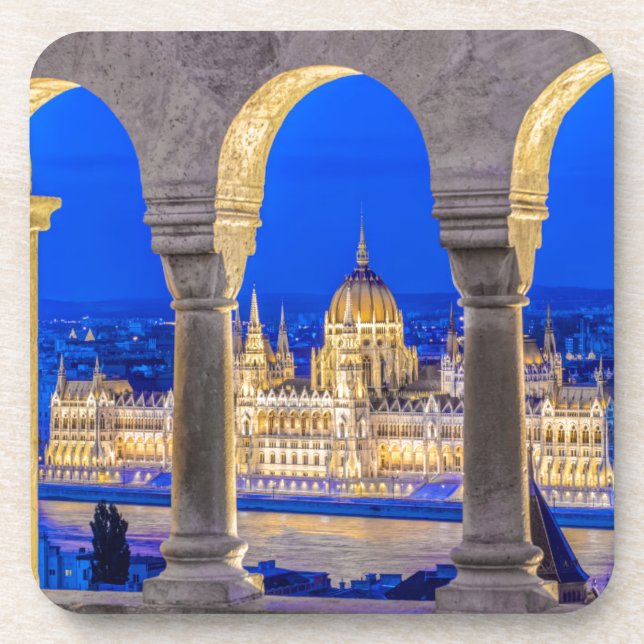 Hungarian Parliament Building at Dusk Coaster (Front)