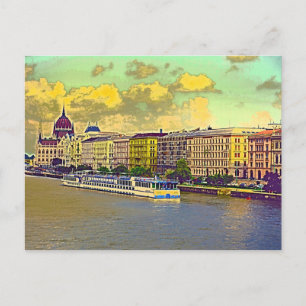 Hungarian Parliament painting Postcard