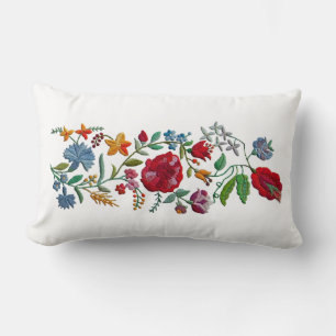 Hungarian Rhapsody #2 Folk Embroidery Lumbar Cushion