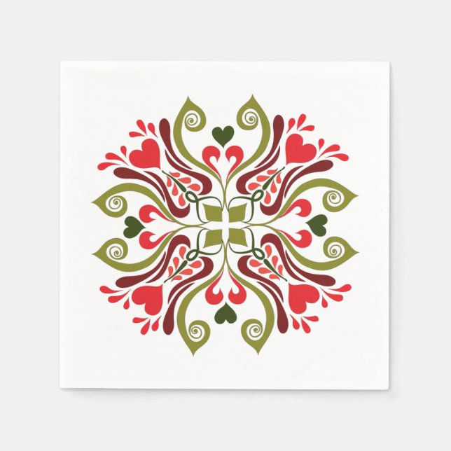 Hungarian Tulip Floral Motif Napkin (Front)