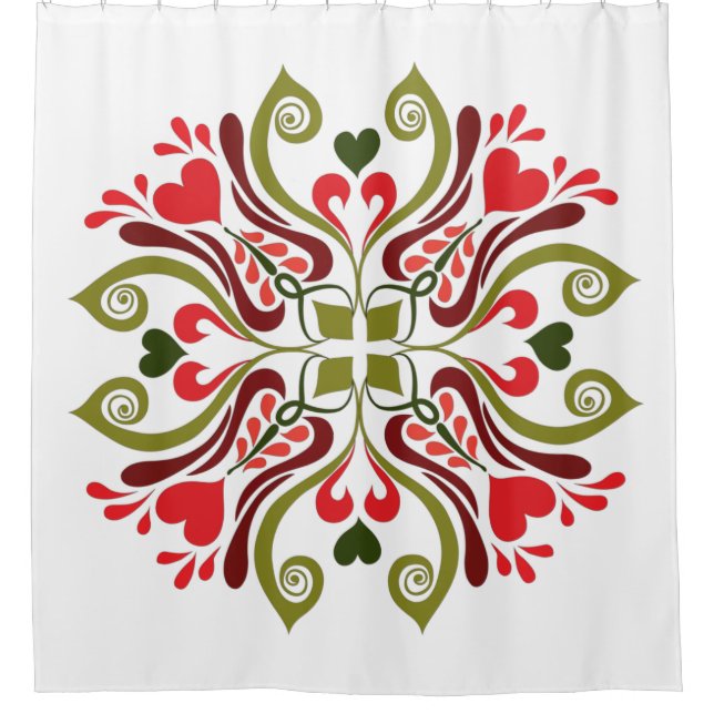 Hungarian Tulip Floral Motif Shower Curtain (Front)