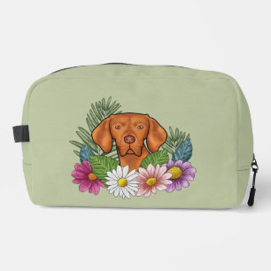 Hungarian Vizsla And Colourful Summer Flowers Gree Dopp Kit