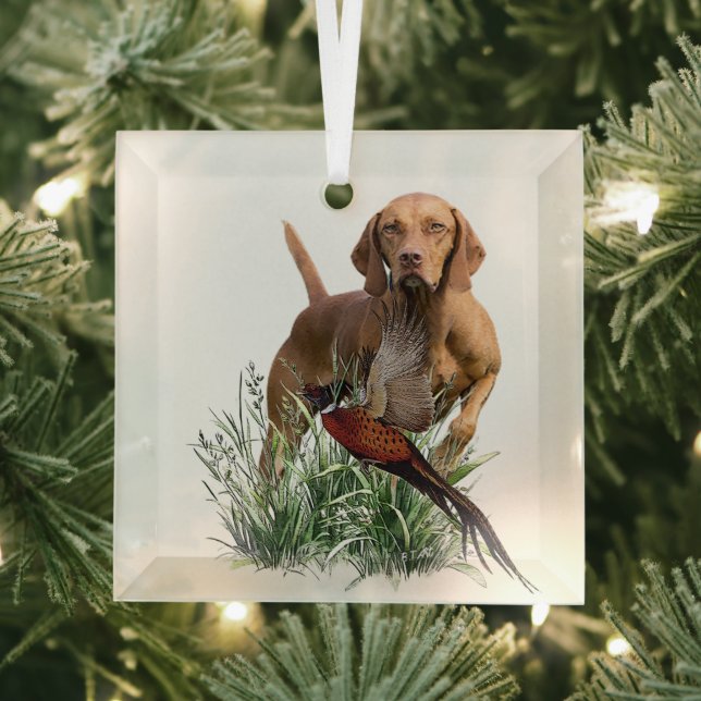 Hungarian Vizsla Art    Glass Tree Decoration (Insitu)