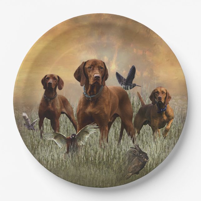 Hungarian Vizsla Art    Paper Plate (Front)