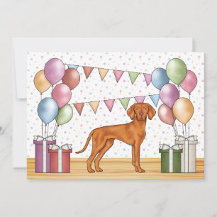 Hungarian Vizsla Cartoon Dog Colourful Birthday Invitation