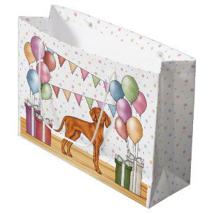 Hungarian Vizsla Cartoon Dog Colourful Birthday Large Gift Bag