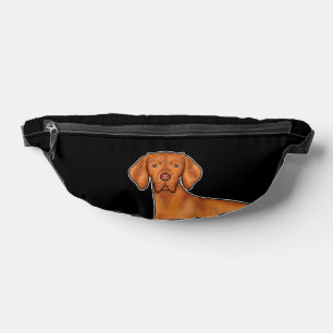 Hungarian Vizsla Cartoon Pointer Dog Head Black Bum Bags