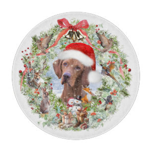 Hungarian Vizsla Christmas wreath Cutting Board