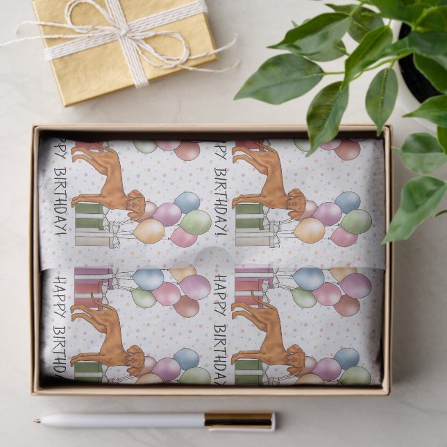 Hungarian Vizsla Colourful Pastel Happy Birthday Tissue Paper (Gift)