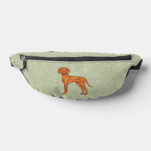 Hungarian Vizsla Cute Cartoon Pointer Dog Green Bum Bags