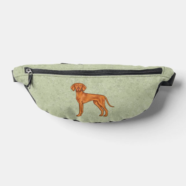 Hungarian Vizsla Cute Cartoon Pointer Dog Green Bum Bags (Lay Down)