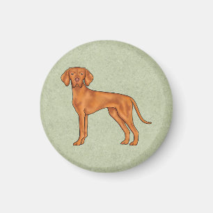 Hungarian Vizsla Cute Cartoon Pointer Dog Green Magnet