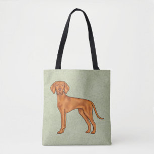 Hungarian Vizsla Cute Cartoon Pointer Dog Green Tote Bag