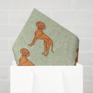 Hungarian Vizsla Cute Pointer Dog Pattern Green Tissue Paper