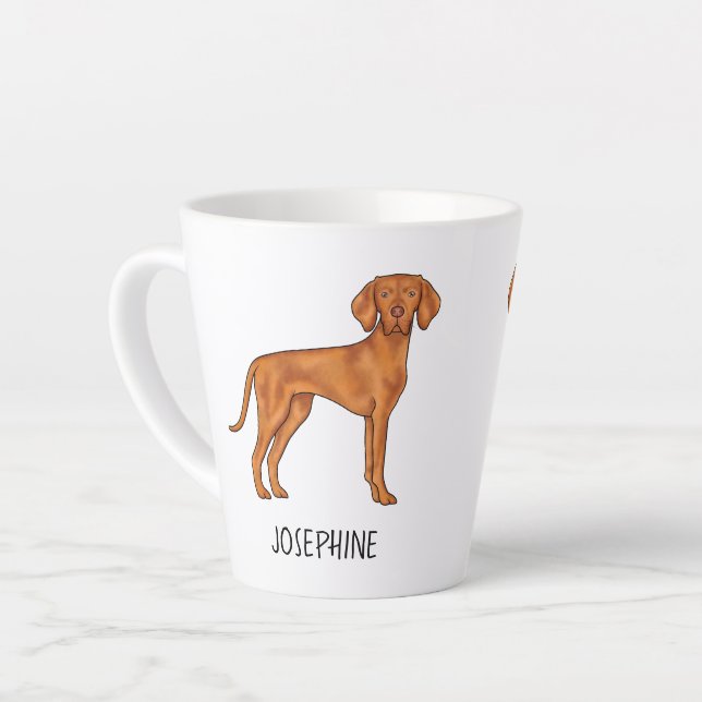 Hungarian Vizsla Cute Pointer Dog With Custom Name Latte Mug (Left Angle)