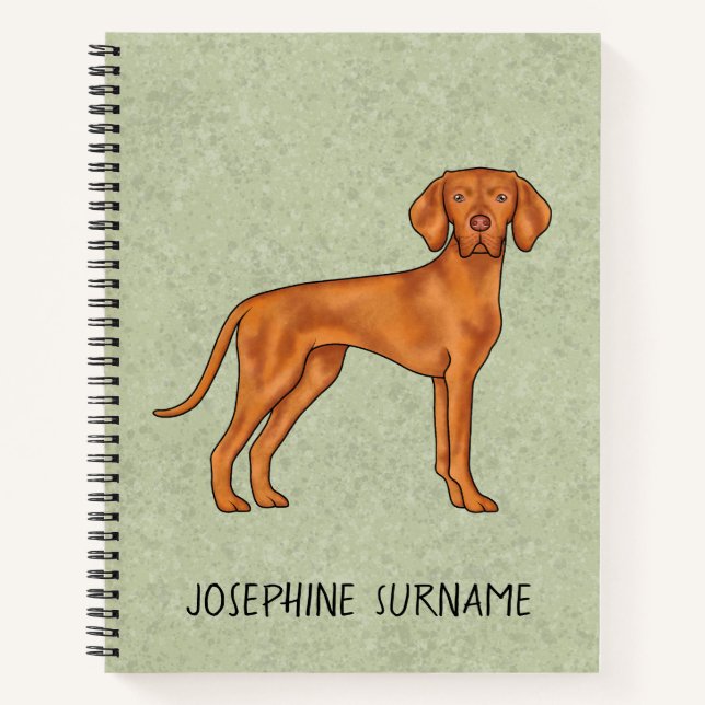Hungarian Vizsla Cute Pointer Dog With Custom Text Notebook (Front)