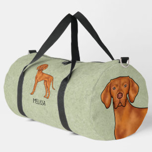 Hungarian Vizsla Cute Pointer Dog With Name Green Duffle Bag