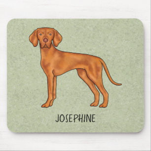 Hungarian Vizsla Cute Pointer Dog With Name Green Mouse Mat