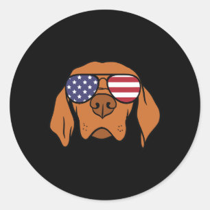 Hungarian Vizsla Dog 4th Of July Classic Round Sticker
