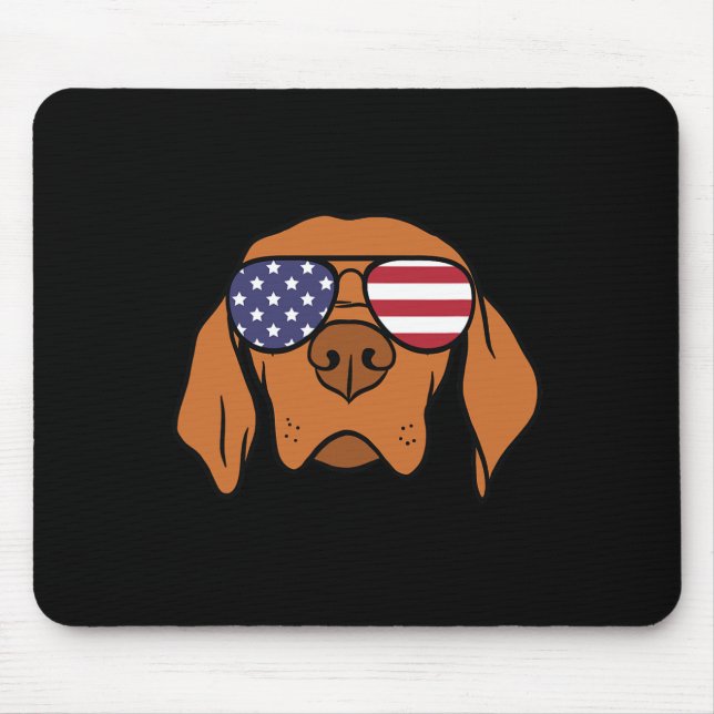 Hungarian Vizsla Dog 4th Of July  Mouse Mat (Front)