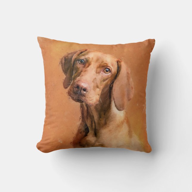 Hungarian Vizsla Dog Art Painting Cushion (Front)