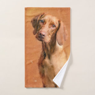 Hungarian Vizsla Dog Art Painting Hand Towel