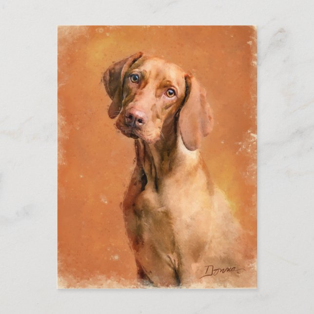 Hungarian Vizsla Dog Art Painting Holiday Postcard (Front)