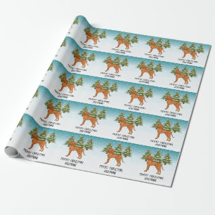 Hungarian Vizsla Dog Snowy Winter Forest And Text Wrapping Paper
