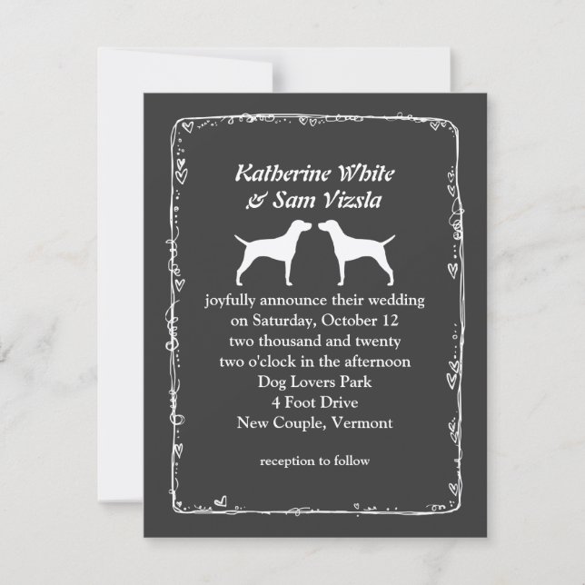 Hungarian Vizsla Silhouettes Wedding Invitation (Front)
