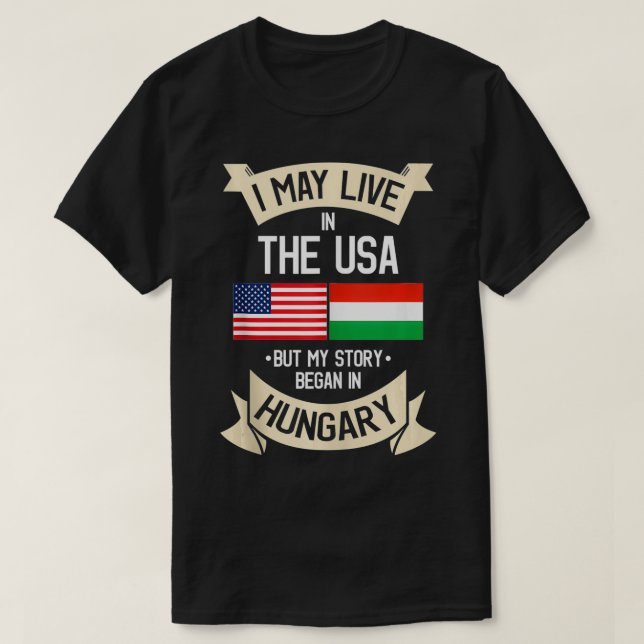 Hungary American Flag USA Hungarian Roots Gifts  T-Shirt (Design Front)