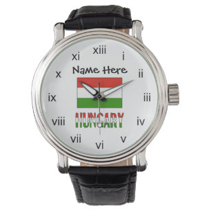 Hungary and Hungarian Flag with Your Name Watch