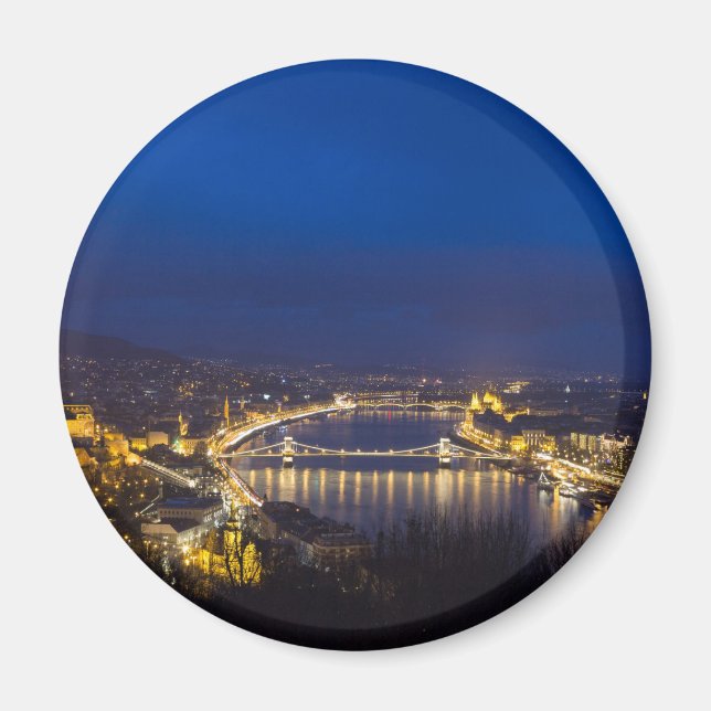 Hungary Budapest at night panorama Magnet (Front)