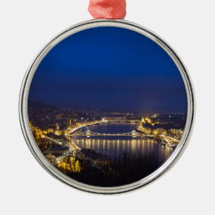 Hungary Budapest at night panorama Metal Tree Decoration
