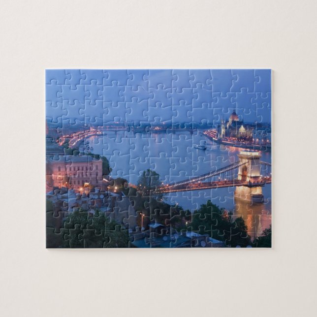 HUNGARY, Budapest: Szechenyi (Chain) Bridge, 2 Jigsaw Puzzle (Horizontal)