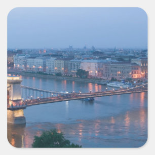 HUNGARY, Budapest: Szechenyi (Chain) Bridge, 3 Square Sticker