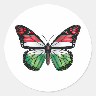 Hungary butterfly monarch flag classic round sticker