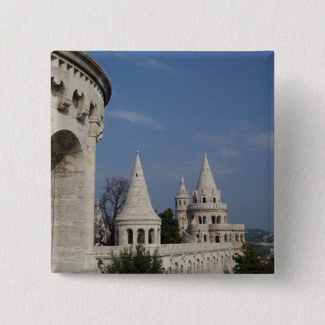 Hungary, capital city of Budapest. Buda, Castle 15 Cm Square Badge (Front)