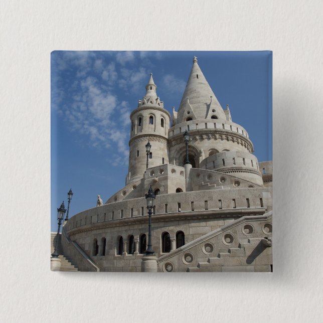 Hungary, capital city of Budapest. Buda, Castle 2 15 Cm Square Badge (Front)