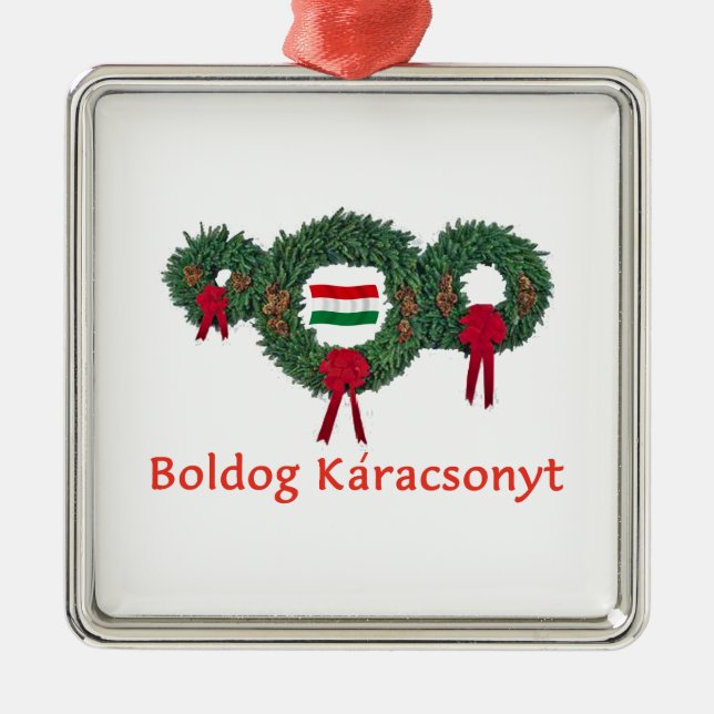 Hungary Christmas 2 Metal Tree Decoration (Front)